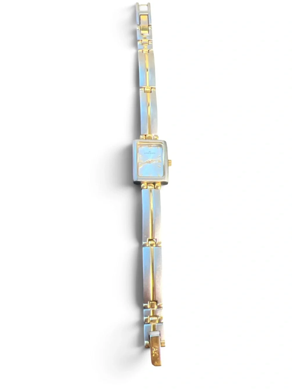 Anne Klein Two Tone Rectangular Watch Silver Gold Roman Numeral Bracelet
